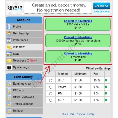 Convert Earnings To Ads Before Cashout