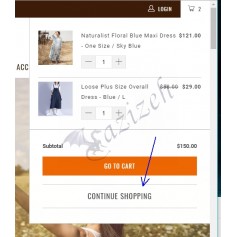 Continue Shopping Button in Cart Popup Window